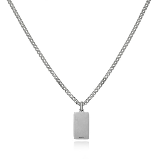 Black Agate Tag Pendant Necklace