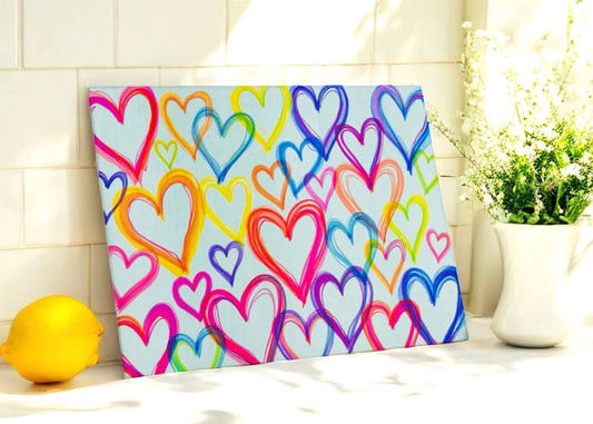 Colorful Graffiti Hearts Abstract Lines Cutting Board Serving Platter