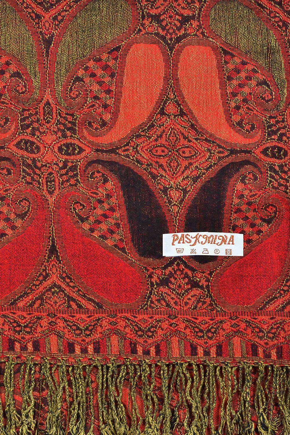 Paisley Print Pashmina Shawl Scarf - Red