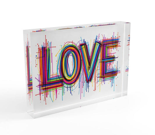 Love Crystal Block  Paperweight Table Decor  