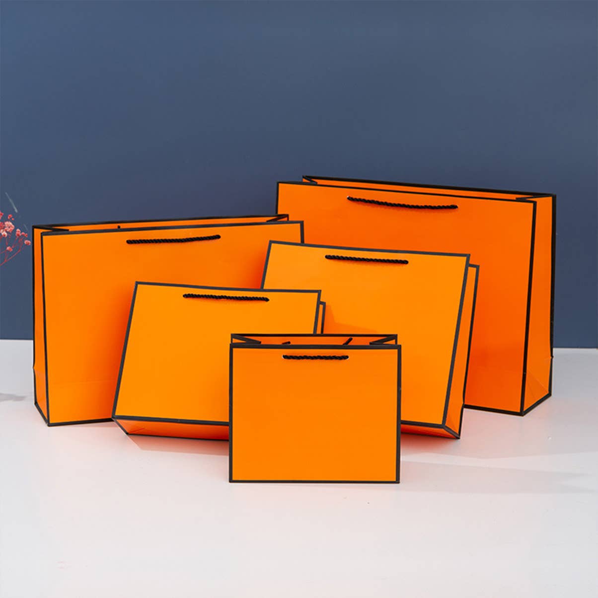 Bright Orange with Black Border Paper Gift Bag