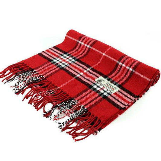 Red Plaid Cashmere Feel Scarf