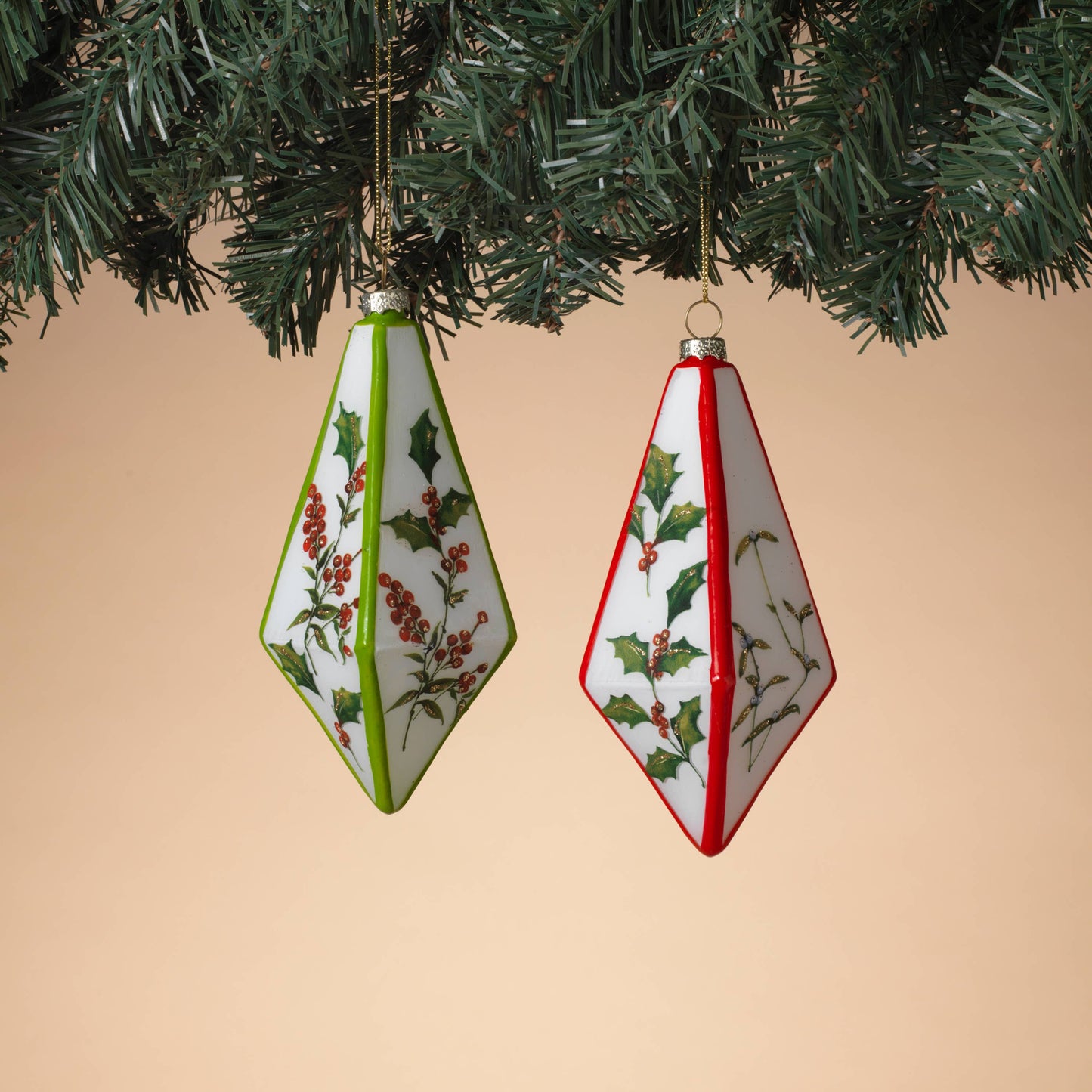 6.25"H Glass Diamond Ornaments