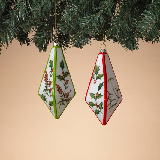 6.25"H Glass Diamond Ornaments