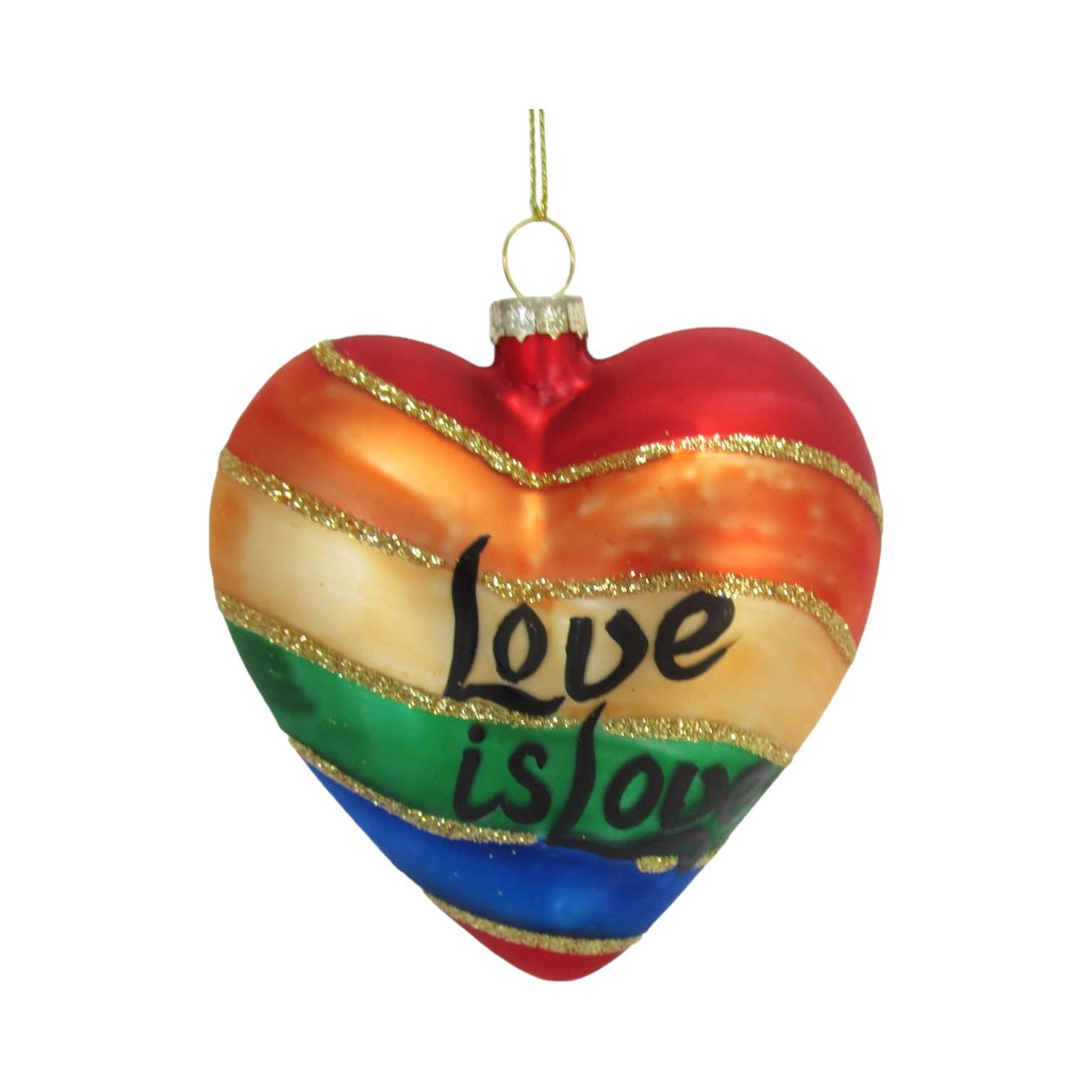 Heart Love is Love Rainbow Ornament