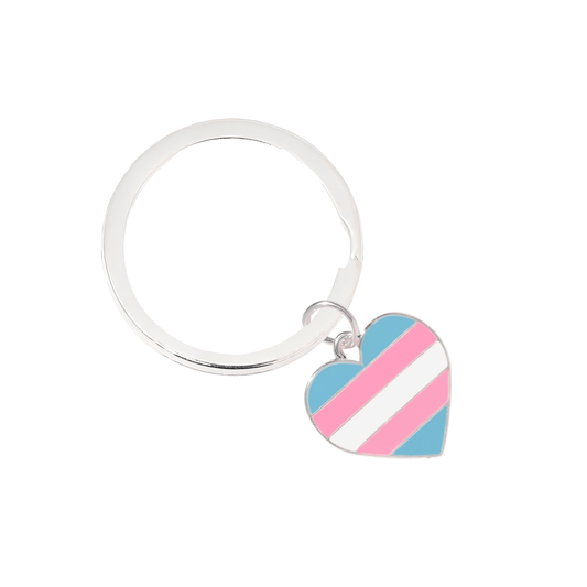 Transgender Heart Flag Split Ring Key Chains