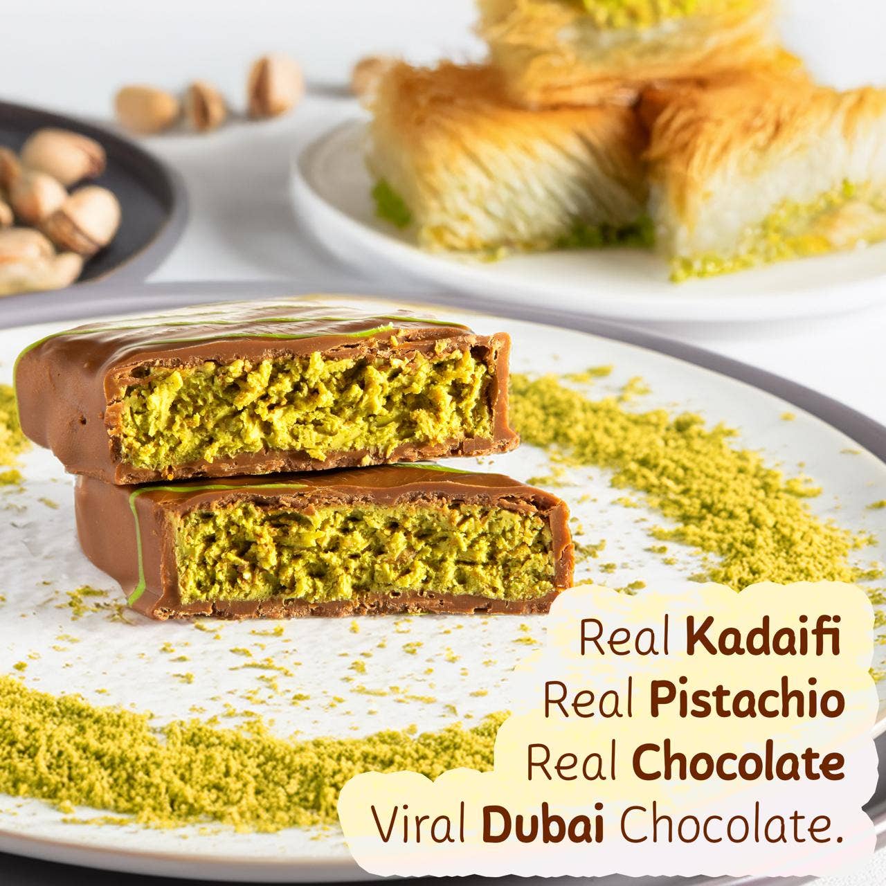 Famous Dubai Chocolate Bar, Premium Pistachio, 3.17oz
