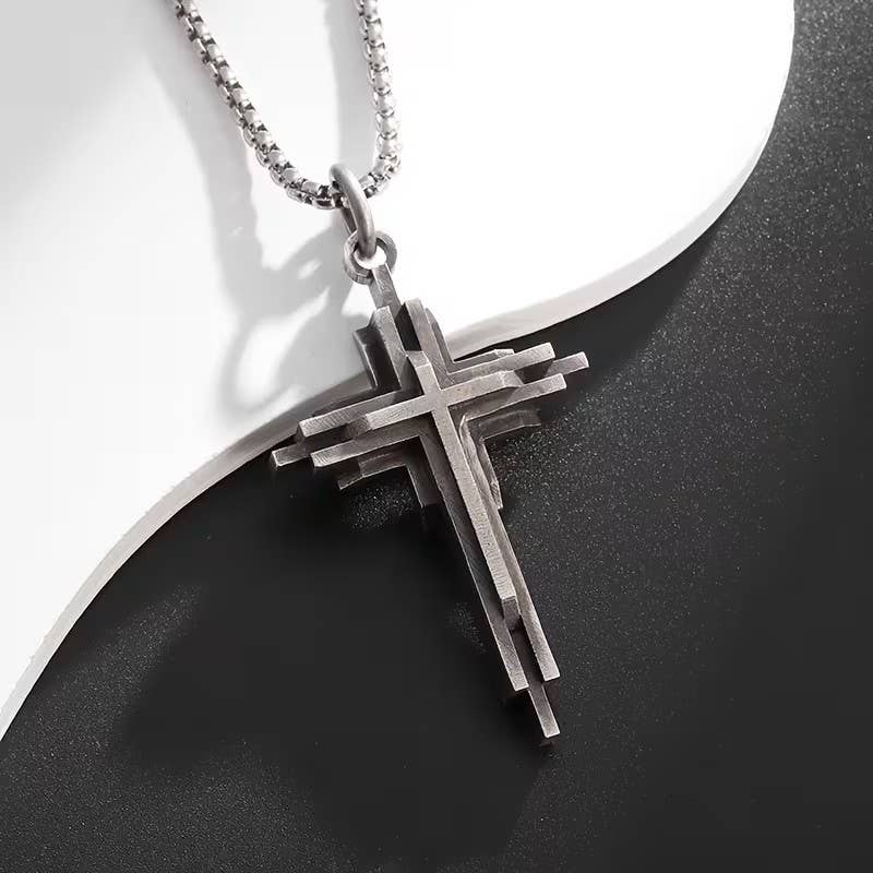 Modern Layered Cross Pendant