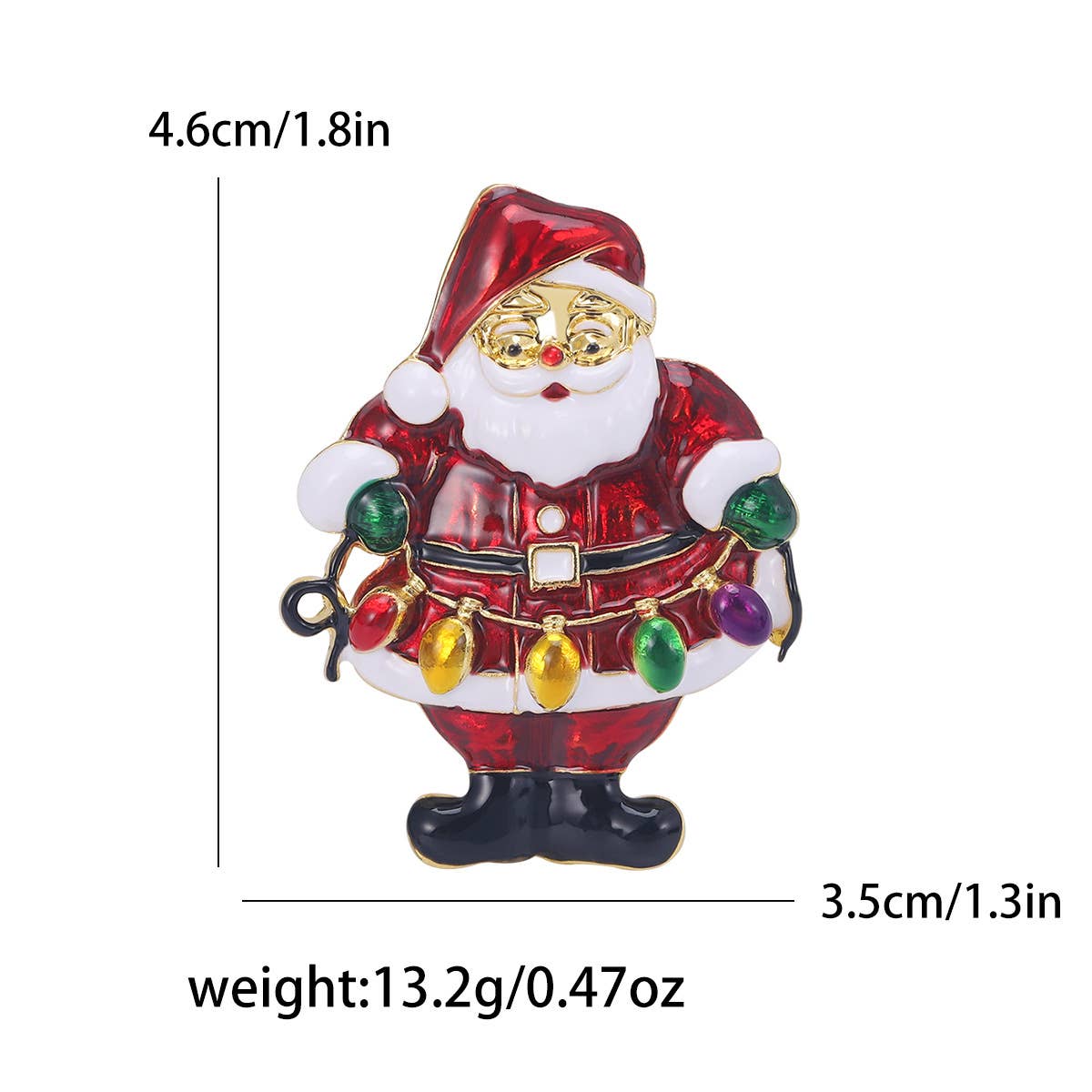 Santa Claus Brooch, Christmas Pin Accessory