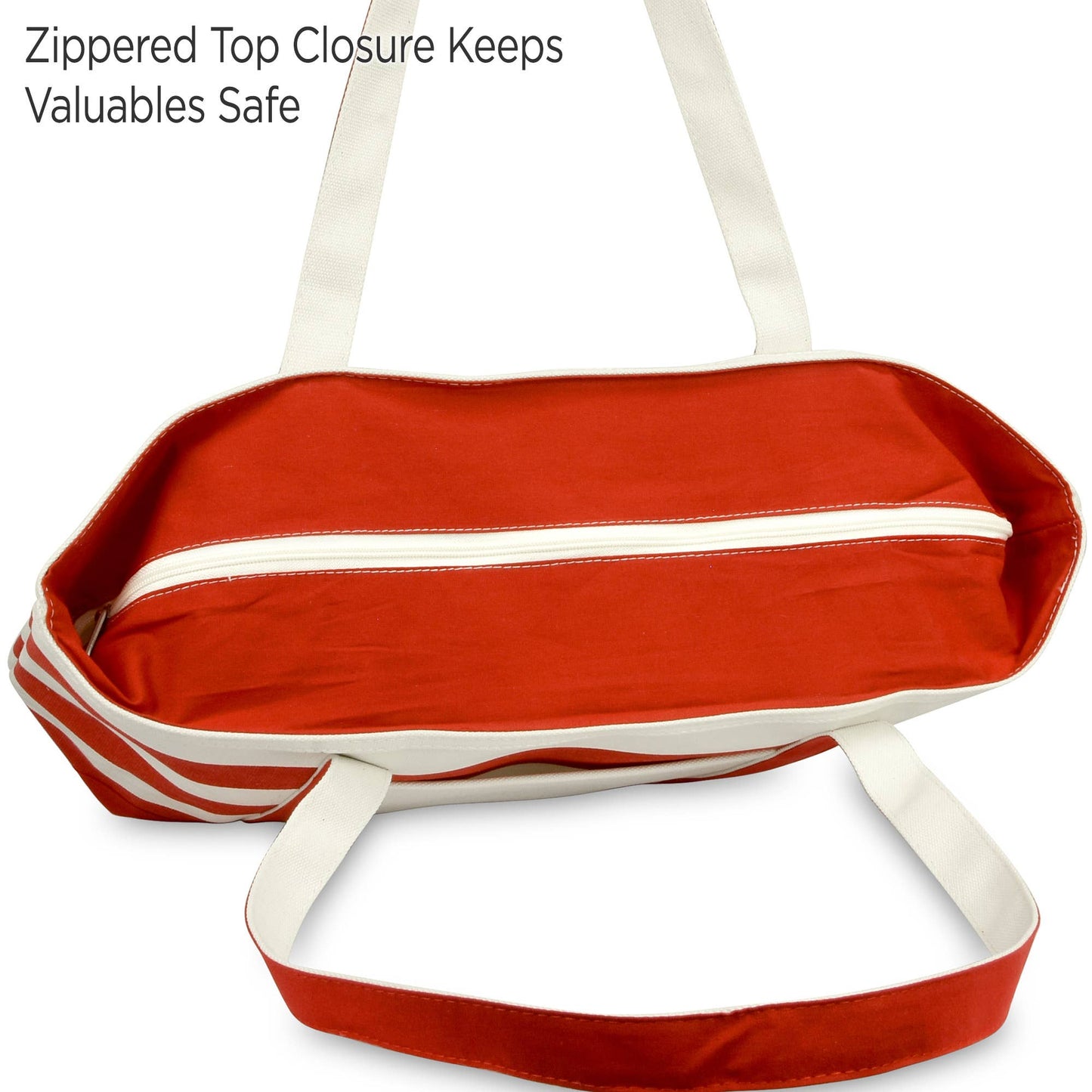 Dalix Love Big Heart Womens Embroidered Striped Tote Bag