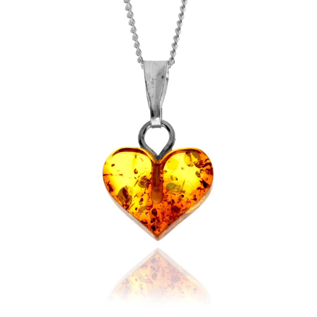 Genuine Tiny Baltic Amber Carved Heart Shape Pendant