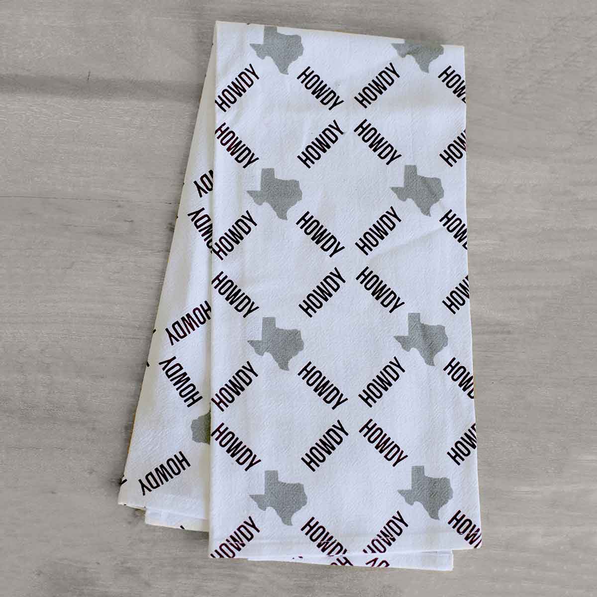 Texas Hand Towels   White/Maroon   20x28 Set of 2