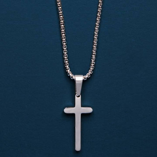 Mini St Steel Cross Necklace 20