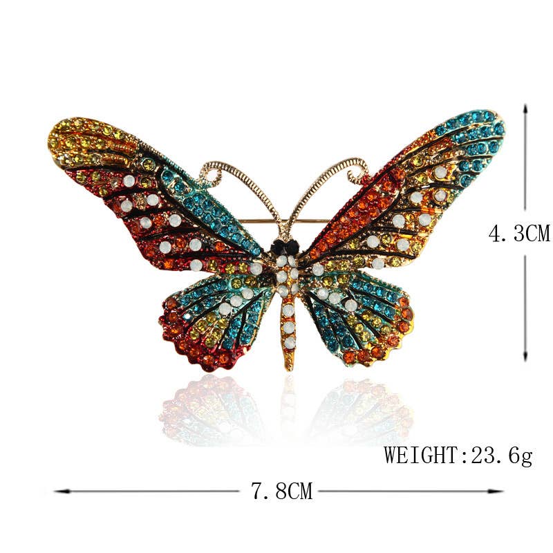 Alloy Rhinestone Butterflay Brooch
