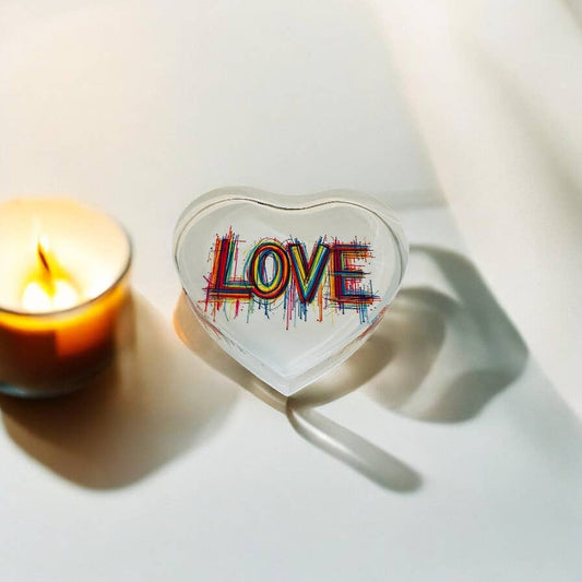 Love Abstract Crystal Heart Paperweight Decor      