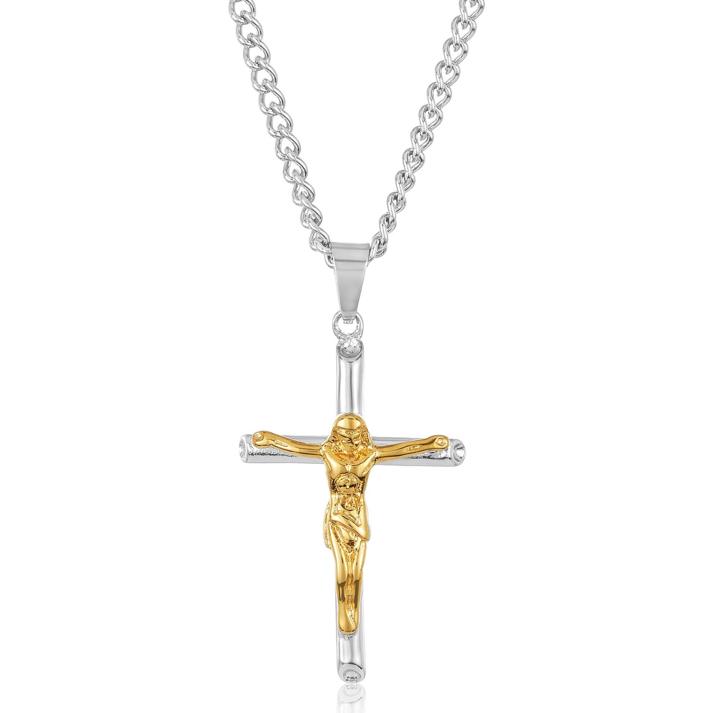 Crucifix Cross Stainless Steel Pendant Necklace