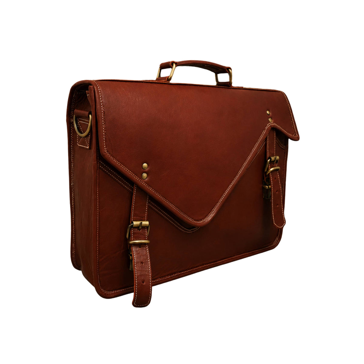 Goat Leather Satchel Messenger Bag Vintage Laptop Bag