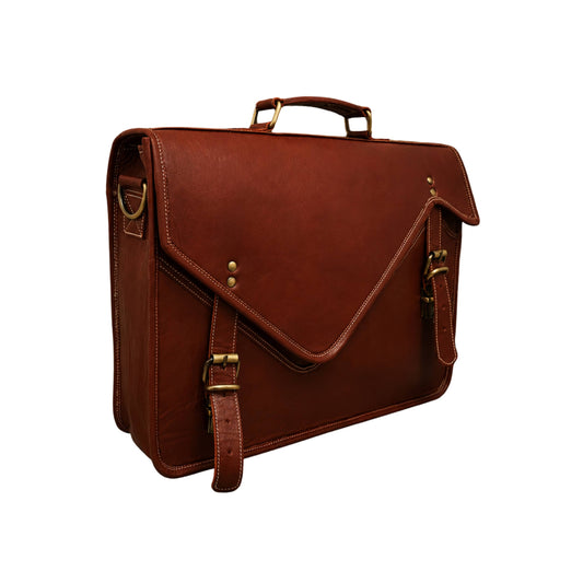 Goat Leather Satchel Messenger Bag Vintage Laptop Bag