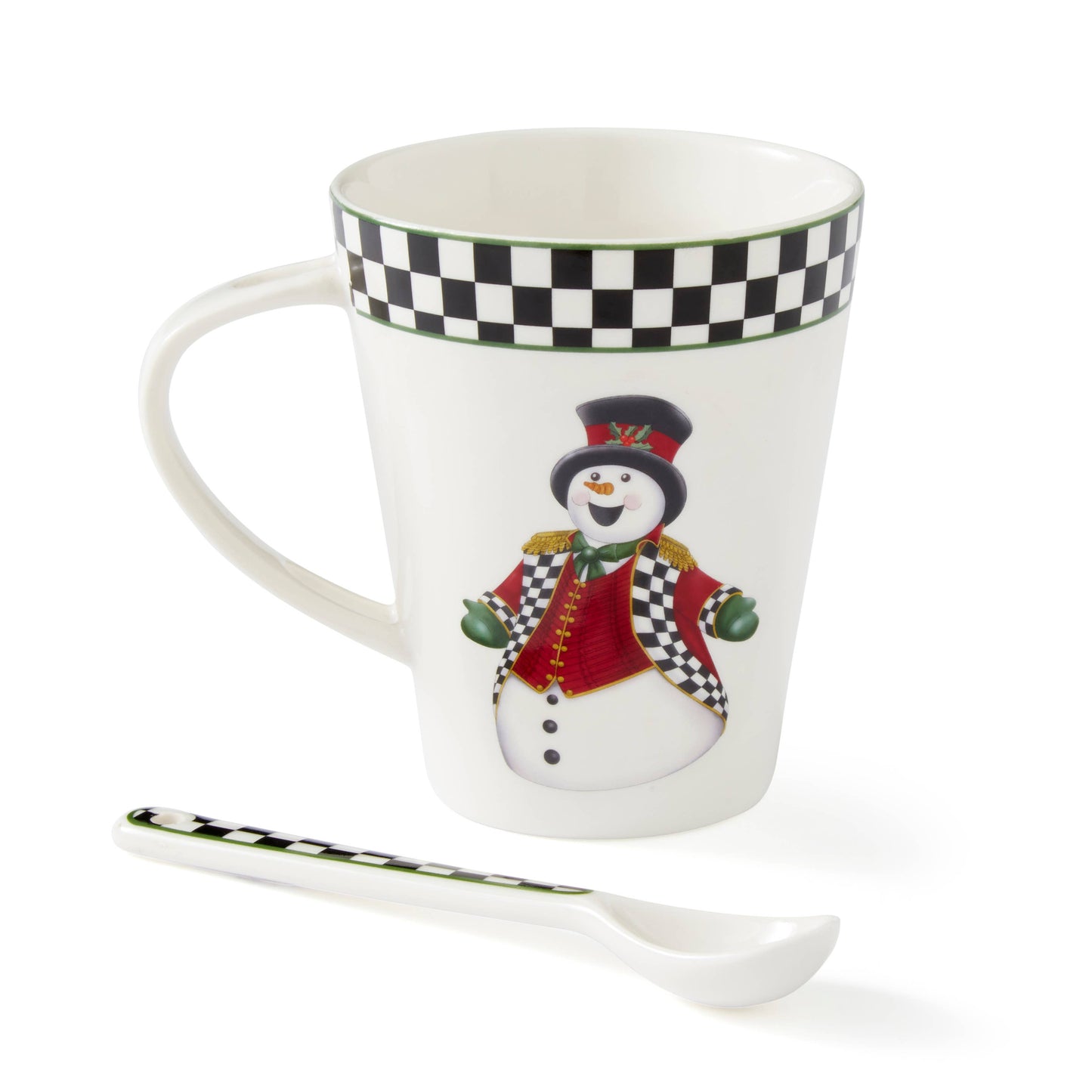Black and White Christmas Mug and Spoon Set