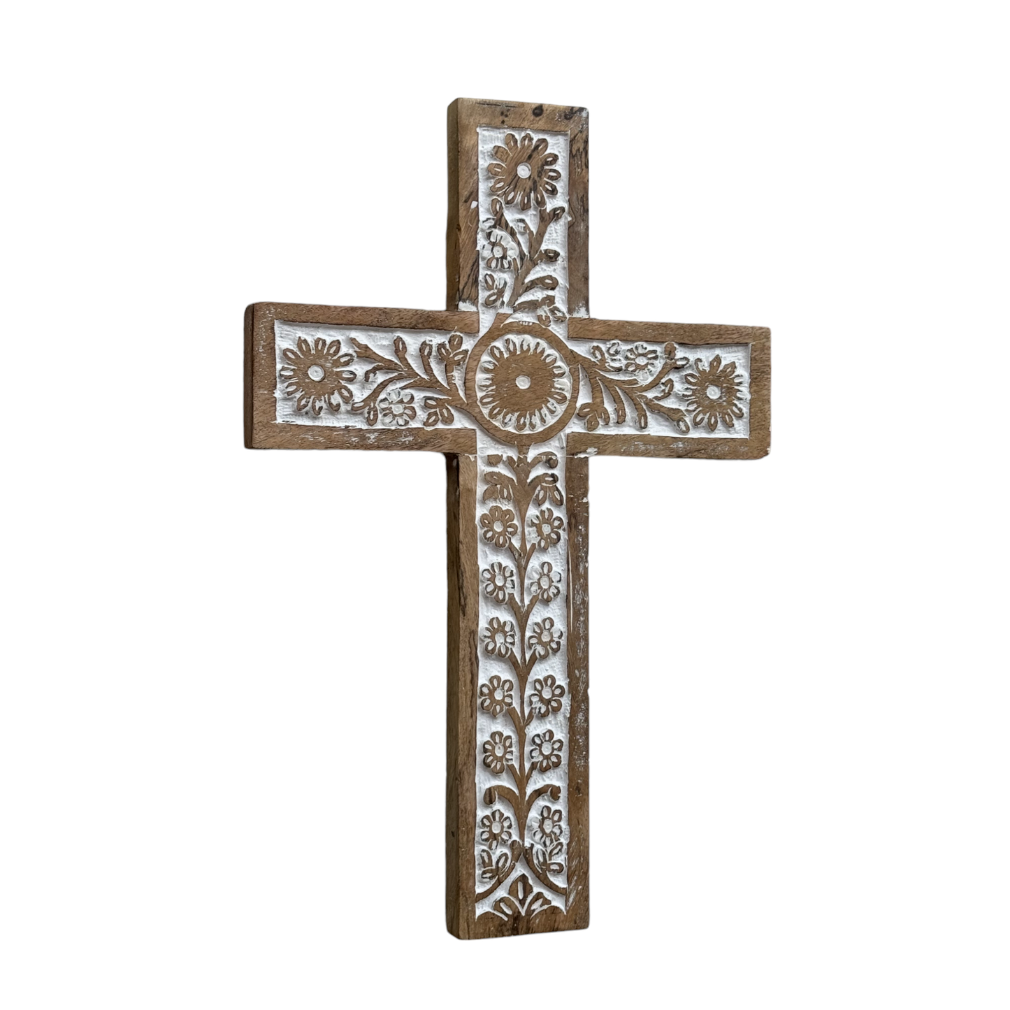 Primavera Hand Carved Wood Wall Cross Clearance