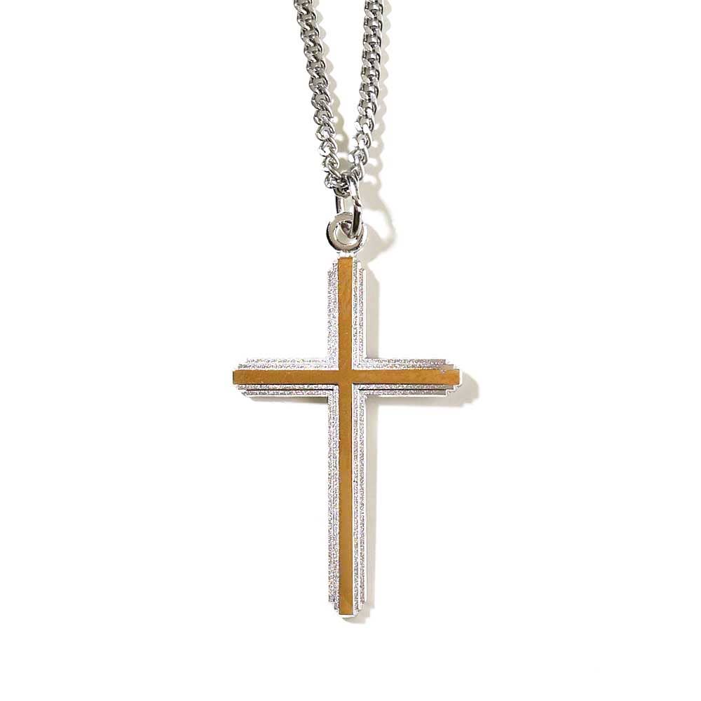 Silver And Gold Plated Cross Necklace Sale