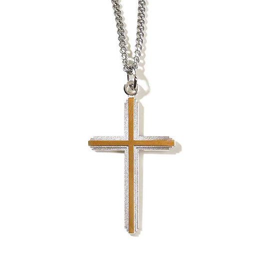 Silver And Gold Plated Cross Necklace Sale