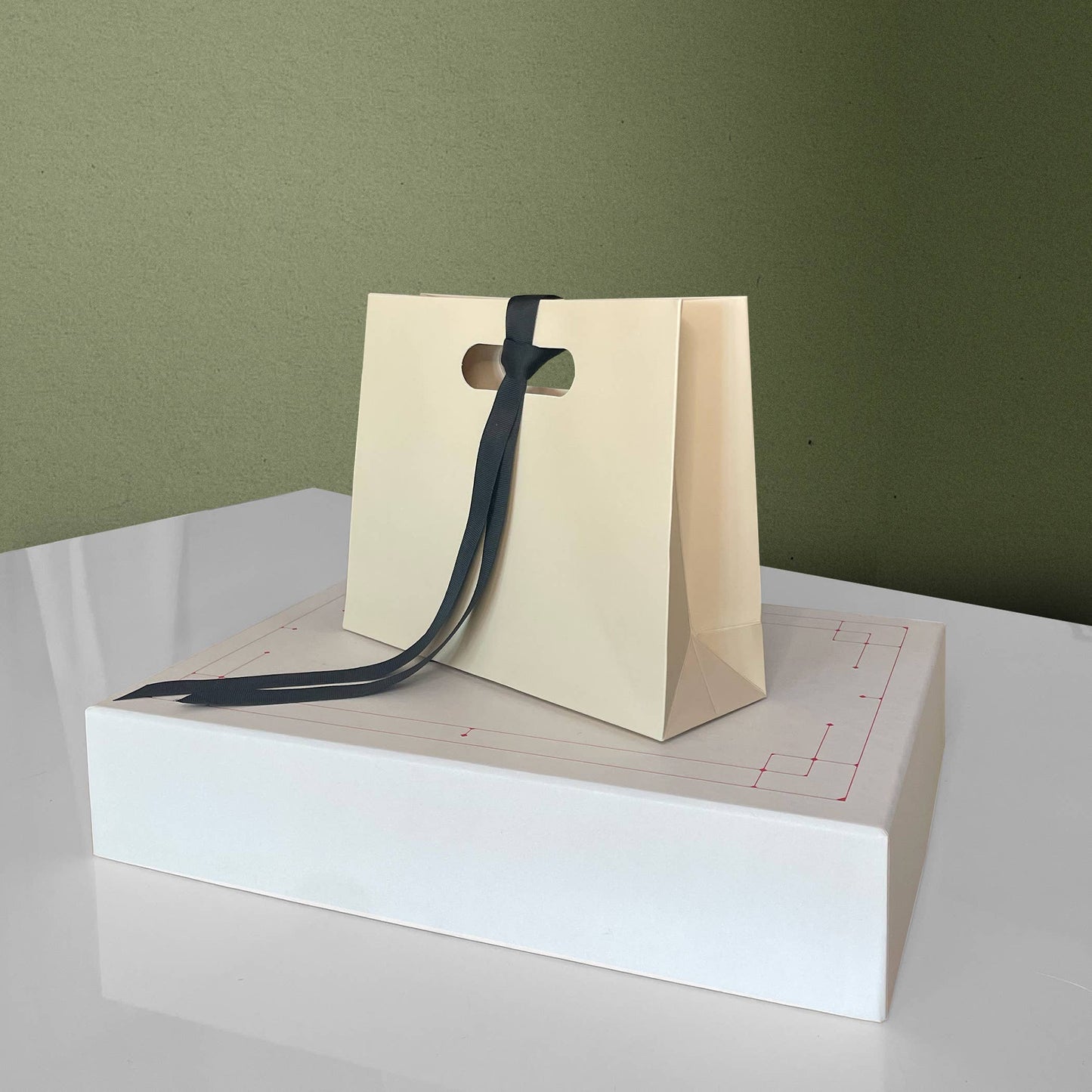 Soft Light Beige Cutout Handle Gift Bag