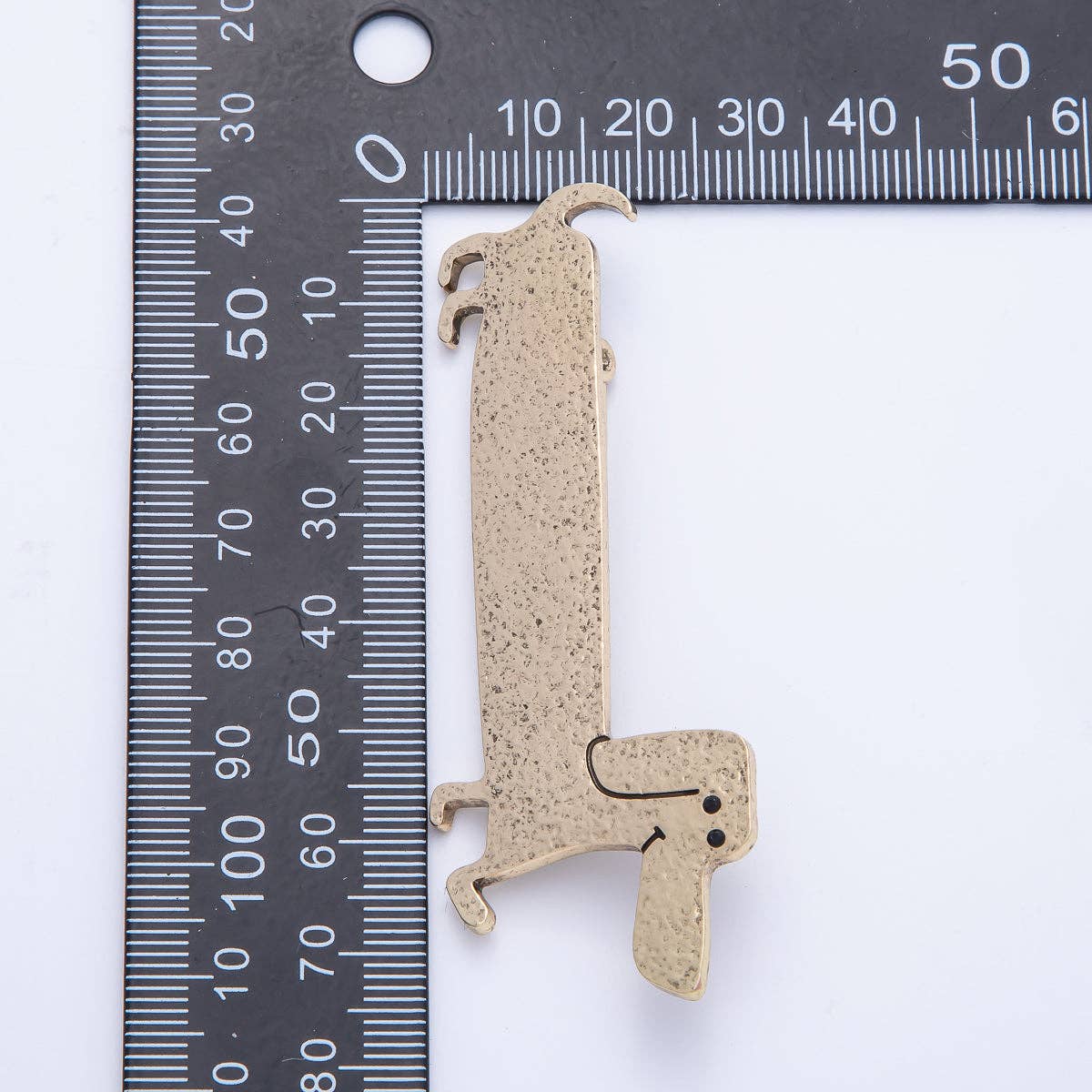 Gold 75mm x 30mm Hammered Wiener Dog Puppy Pet Animal Pin Brooch