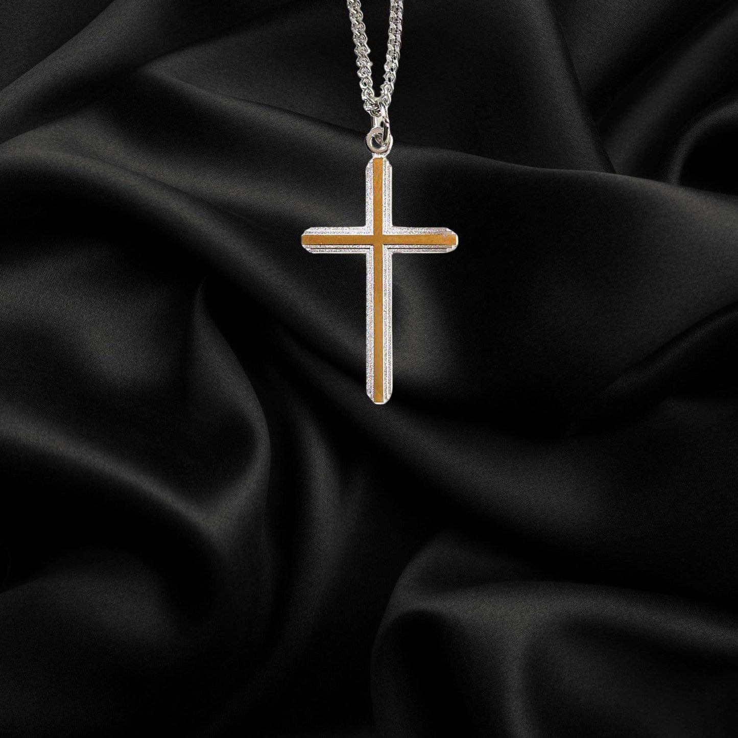 Silver And Gold Plated Cross Necklace Sale