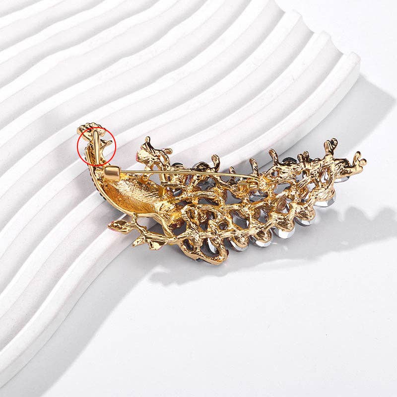 Peacock Rhinestone Brooch