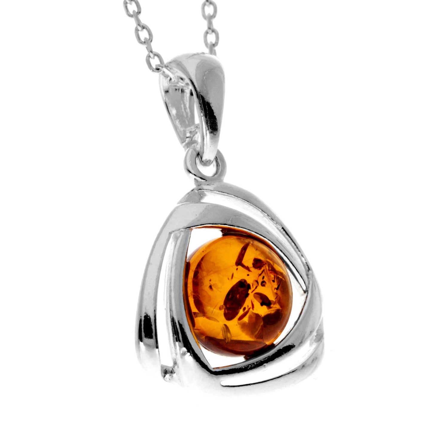 925 Sterling Silver & Genuine Baltic Amber Celtic Pendant