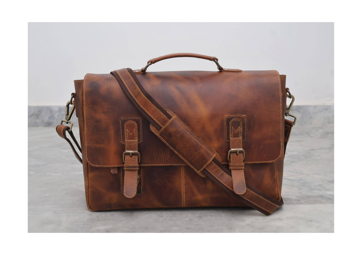 Buffalo Leather Satchel Messenger Bag Vintage Laptop Bag