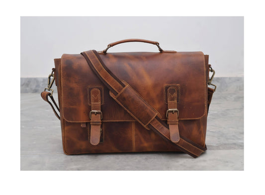 Buffalo Leather Satchel Messenger Bag Vintage Laptop Bag
