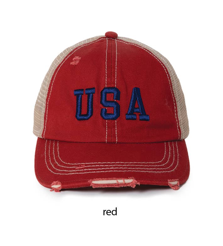 USA Embroidery mesh back Kids Hat