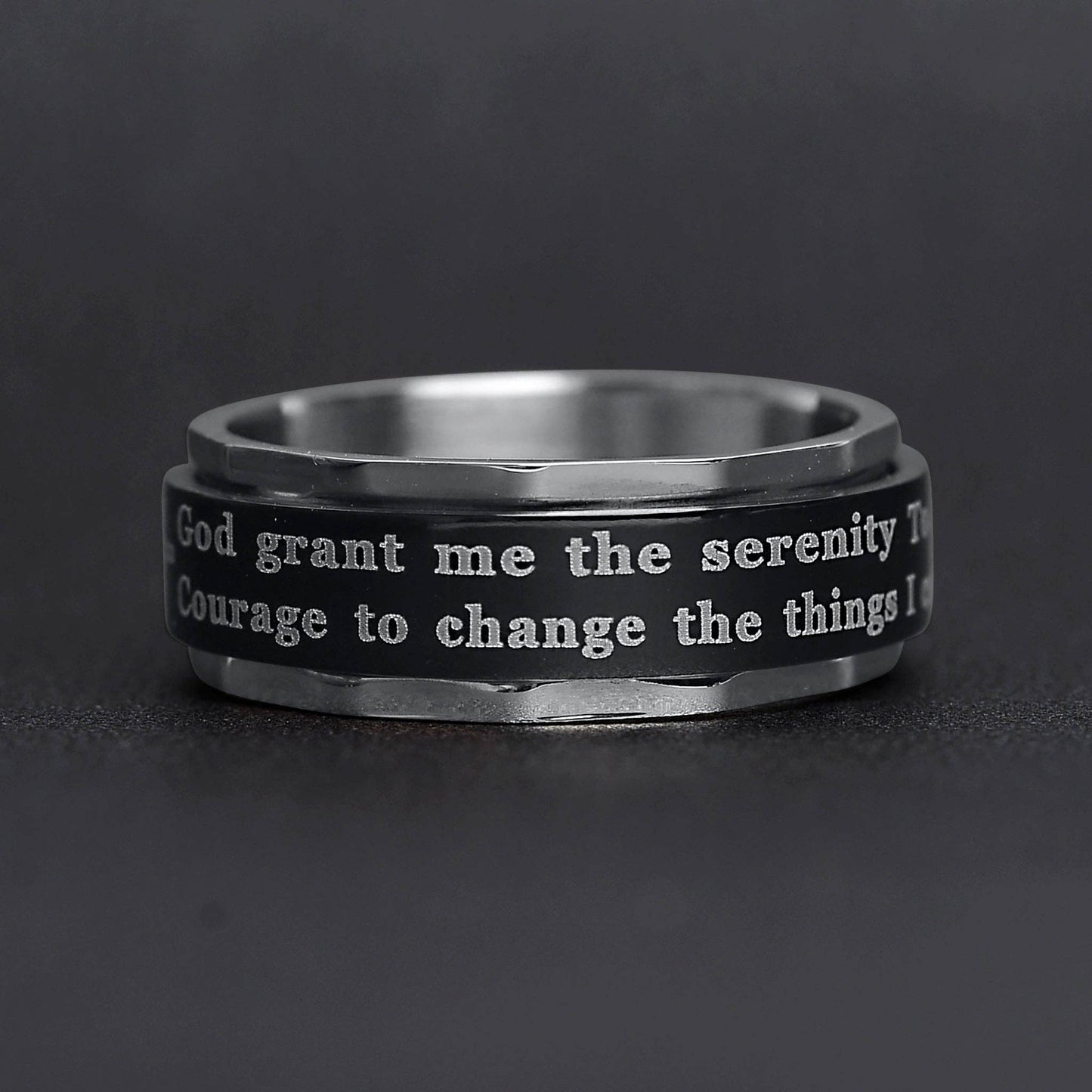 Polished Serenity Prayer Spinner Ring