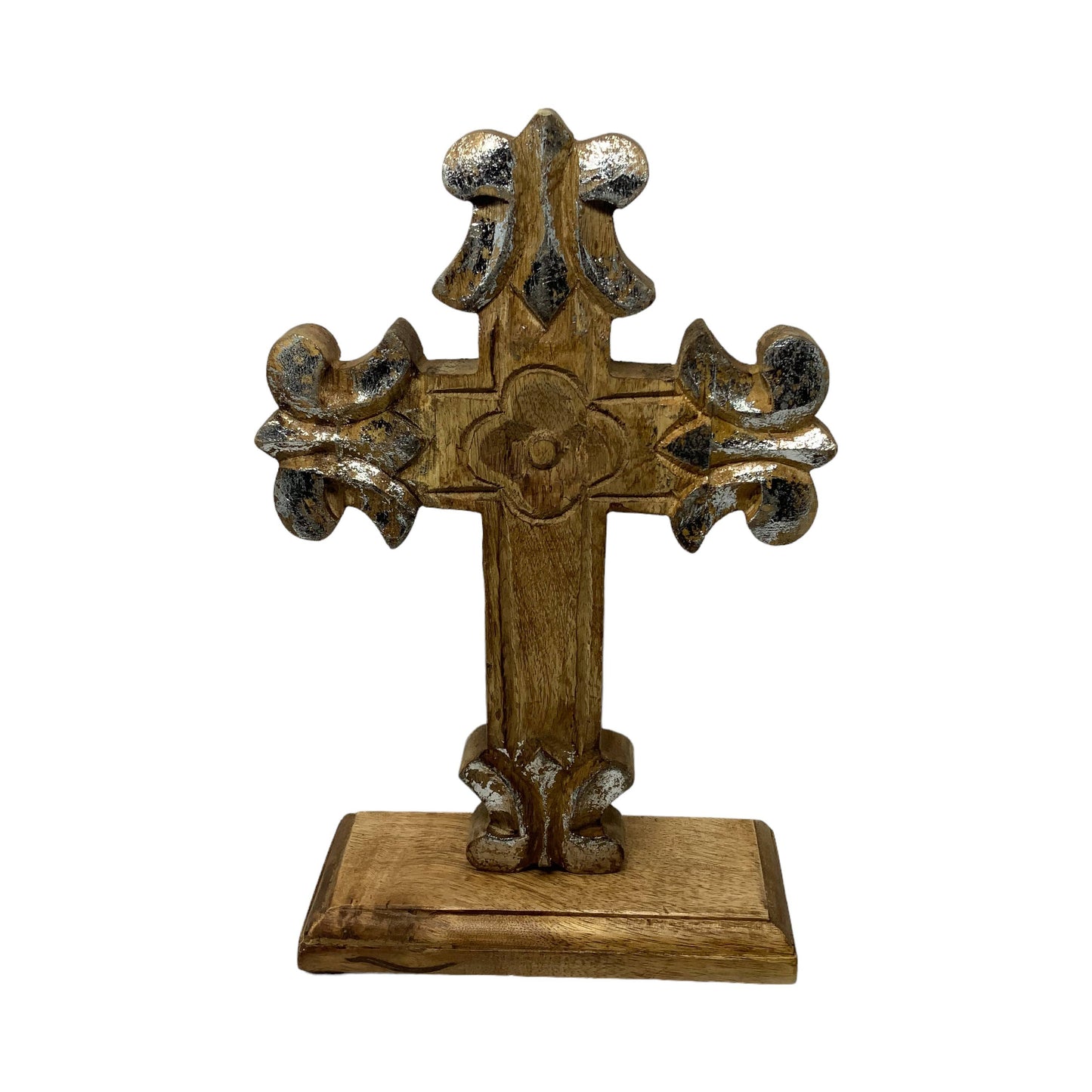 Double Sided Carved Wood St. Charles Table Cross Clearance