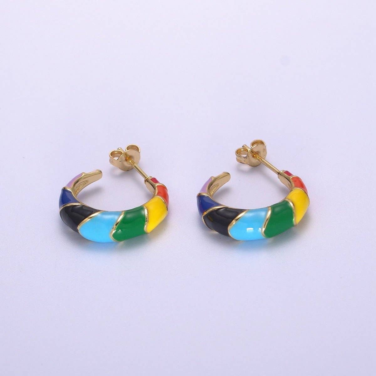 Gold Rainbow Hoop Earrings