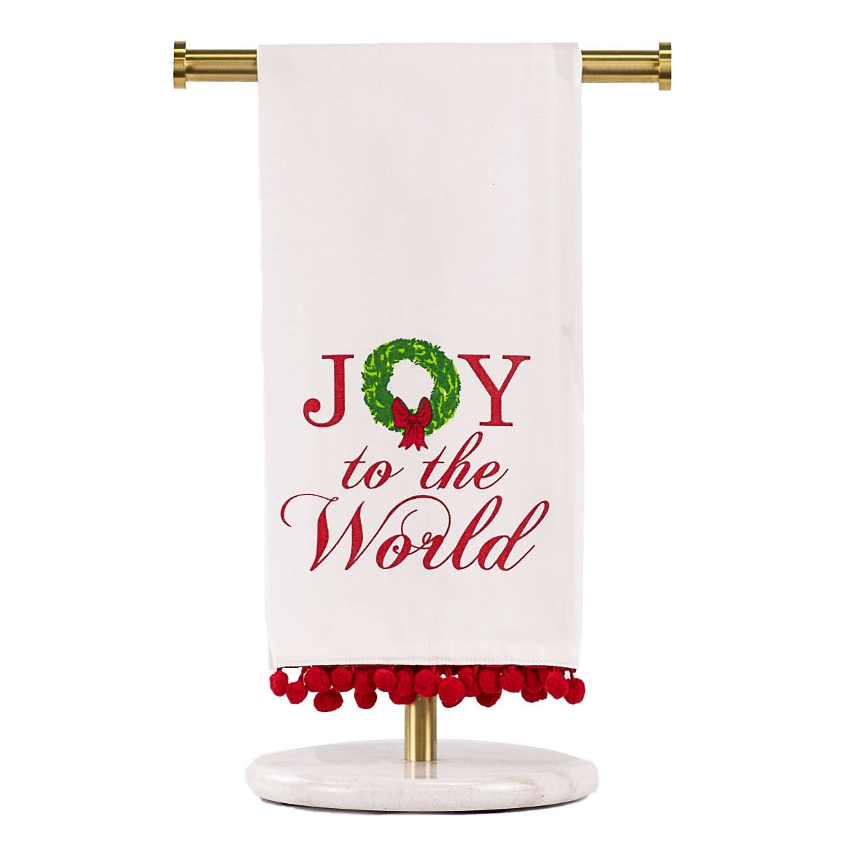 Grand Joy Wreath Pom Pom Hand Towel - - Clearance