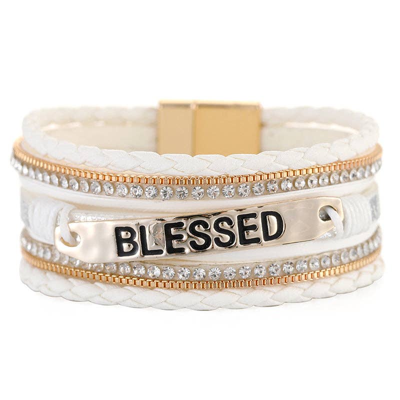 BLESSED Multi-Layer Leather Bracelet Magnetic Buckle Bangle