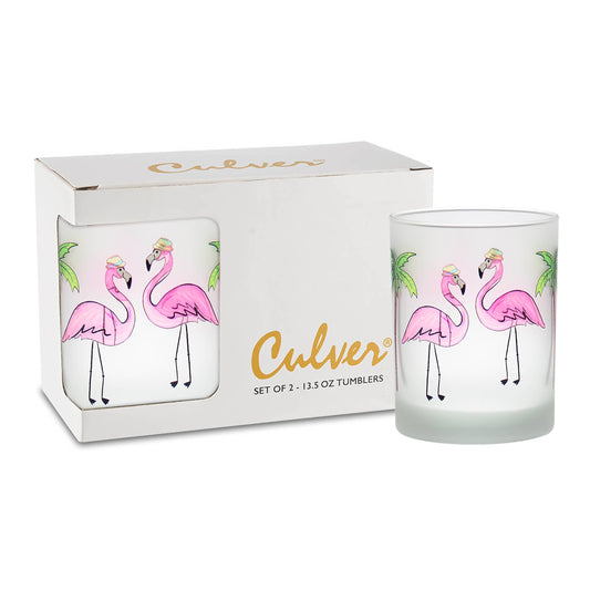 Frosted Flamingo Cocktail Glasses - Set of 2