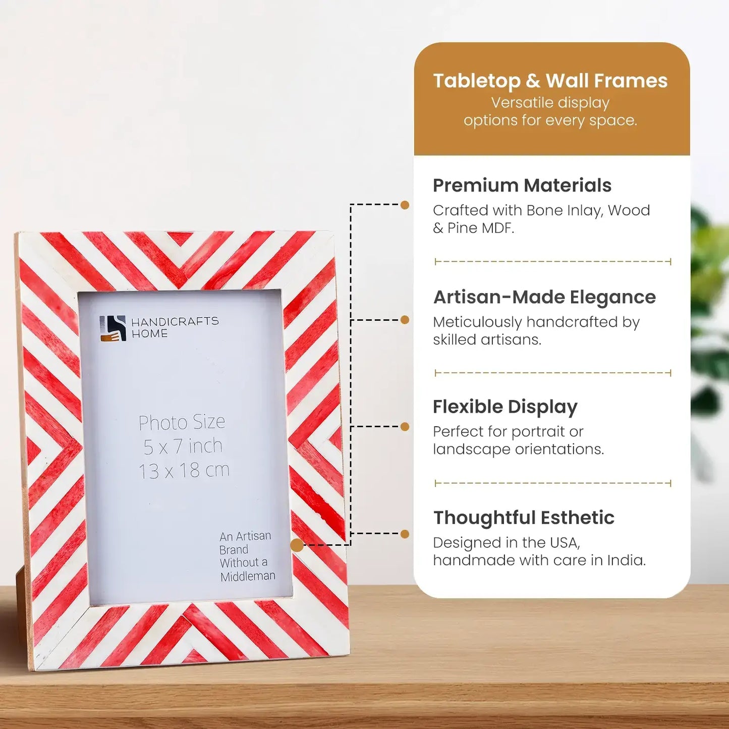 Chevron Bone Inlay Picture Frame