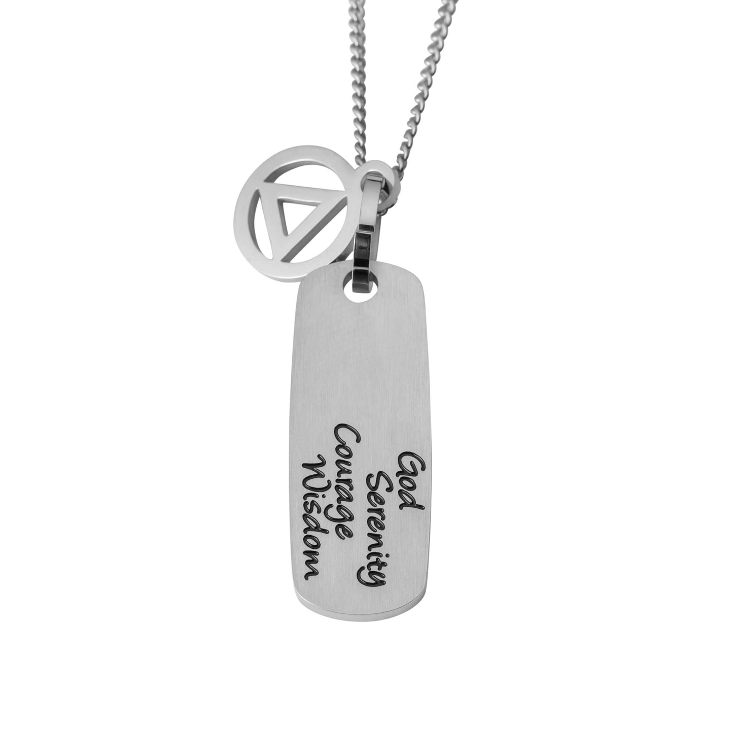 God Serenity Courage Wisdom Stainless Steel Recovery Pendant