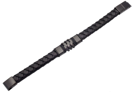Black Leather & S.Steel Bracelet