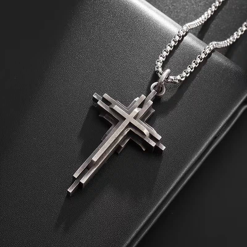Modern Layered Cross Pendant