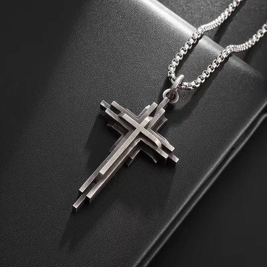 Modern Layered Cross Pendant