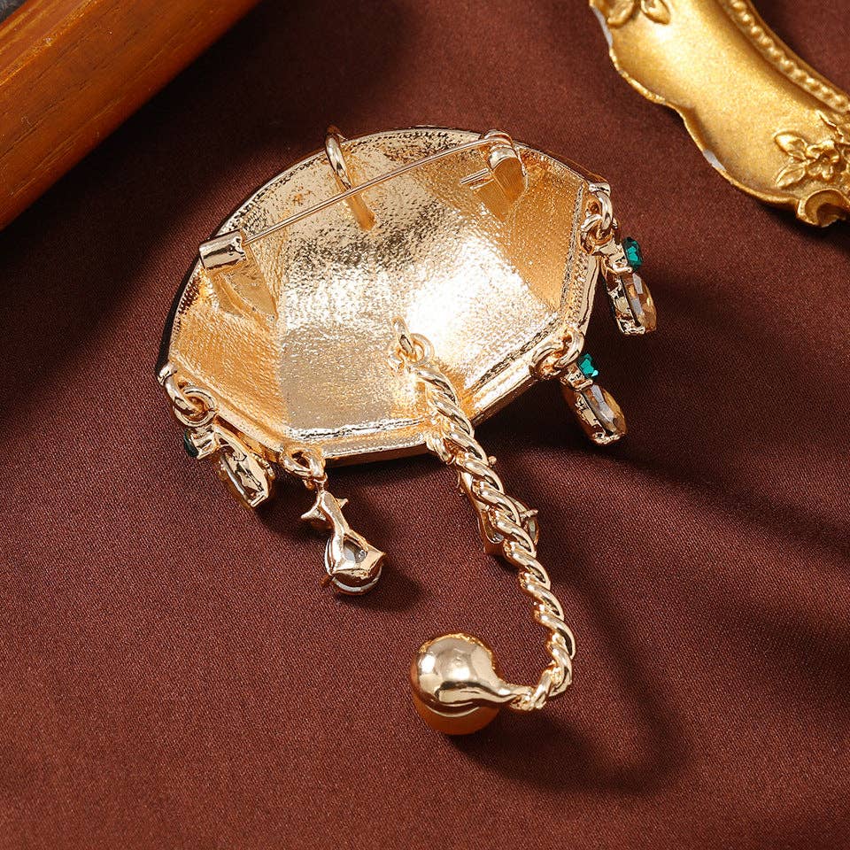 Parasol Rhinestone  Alloy Brooch