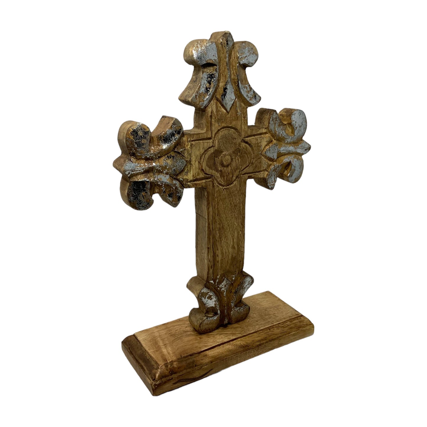 Double Sided Carved Wood St. Charles Table Cross Clearance