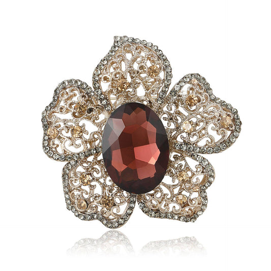 Rhinestone Flower Brooch Pin For Winter Coat
