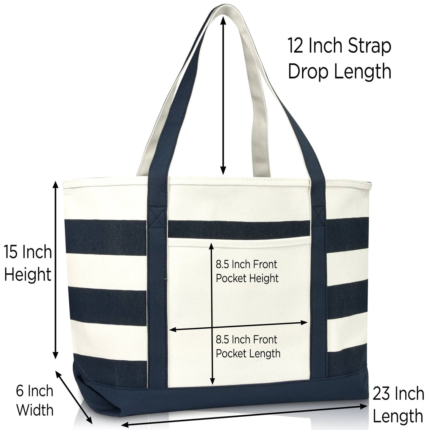 Dalix 23" Premium Striped Tote Bag