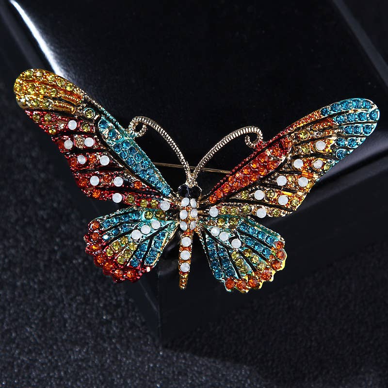 Alloy Rhinestone Butterflay Brooch